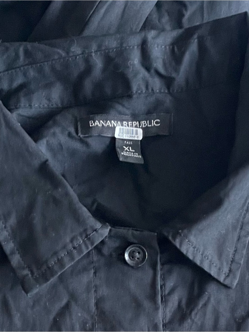 Banana Republic Black Long Sleeve Button-Front Shirt Dress Tie Waist XL Tall - Picture 5 of 7